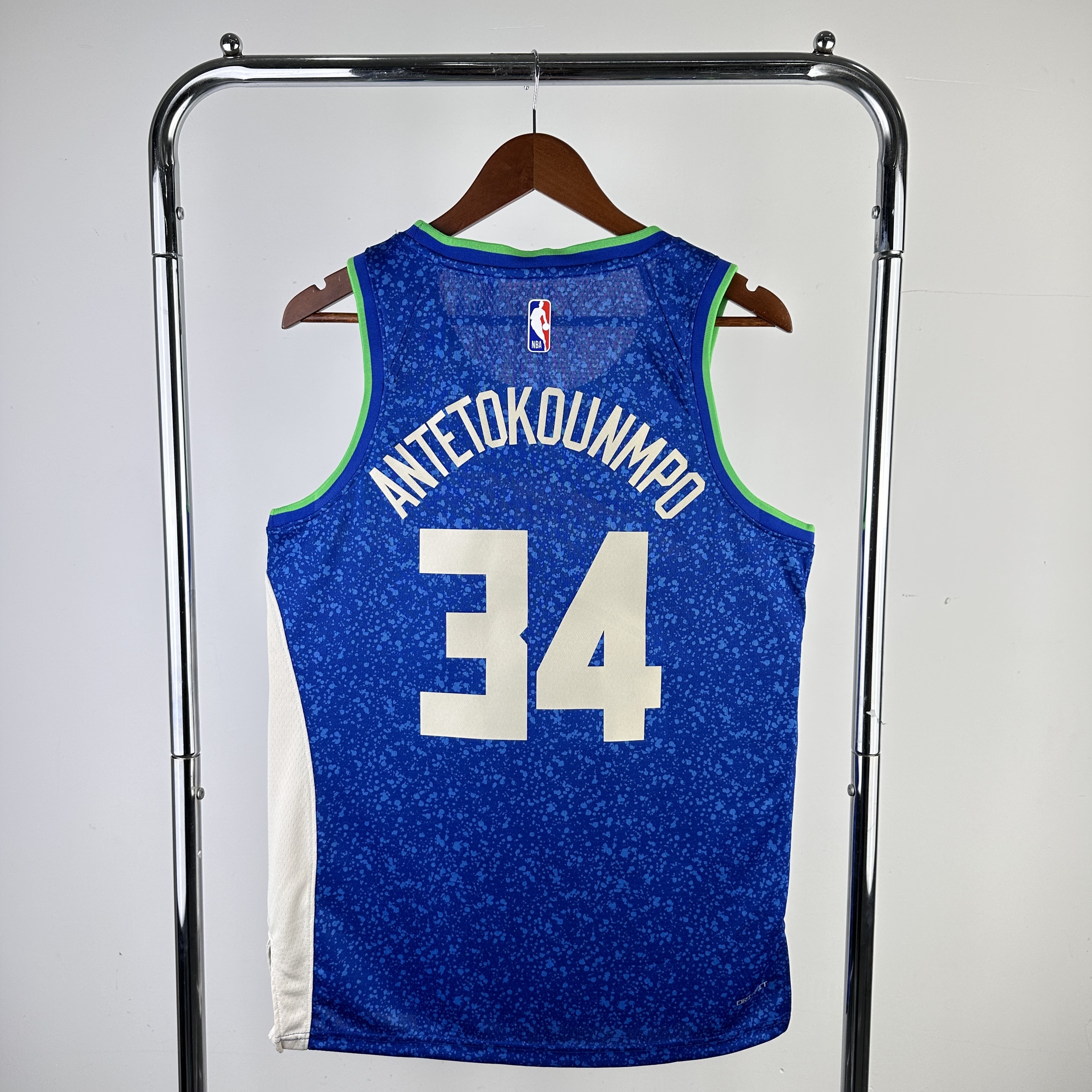 Men Milwaukee Bucks #34 Antetokounmpo Blue City Edition Nike 2024 NBA Jersey